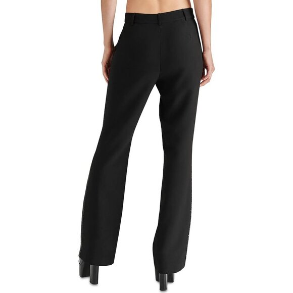🔷 NEW Steve Madden Womens Waverly Sequined Stripe Flared Pants Black Size Small - Picture 2 of 13